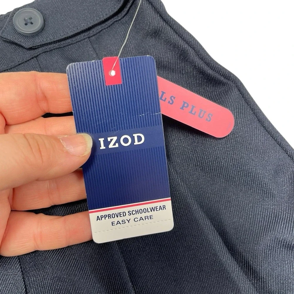 3pack NEW IZOD 18.5 Plus Navy Blue Pleated School Uniform Skort Button Waistband